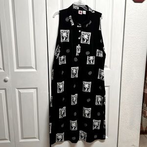 Red Ginger Black White Palm Tree Print Sleeveless Casual Maxi Dress Plus Size 3X